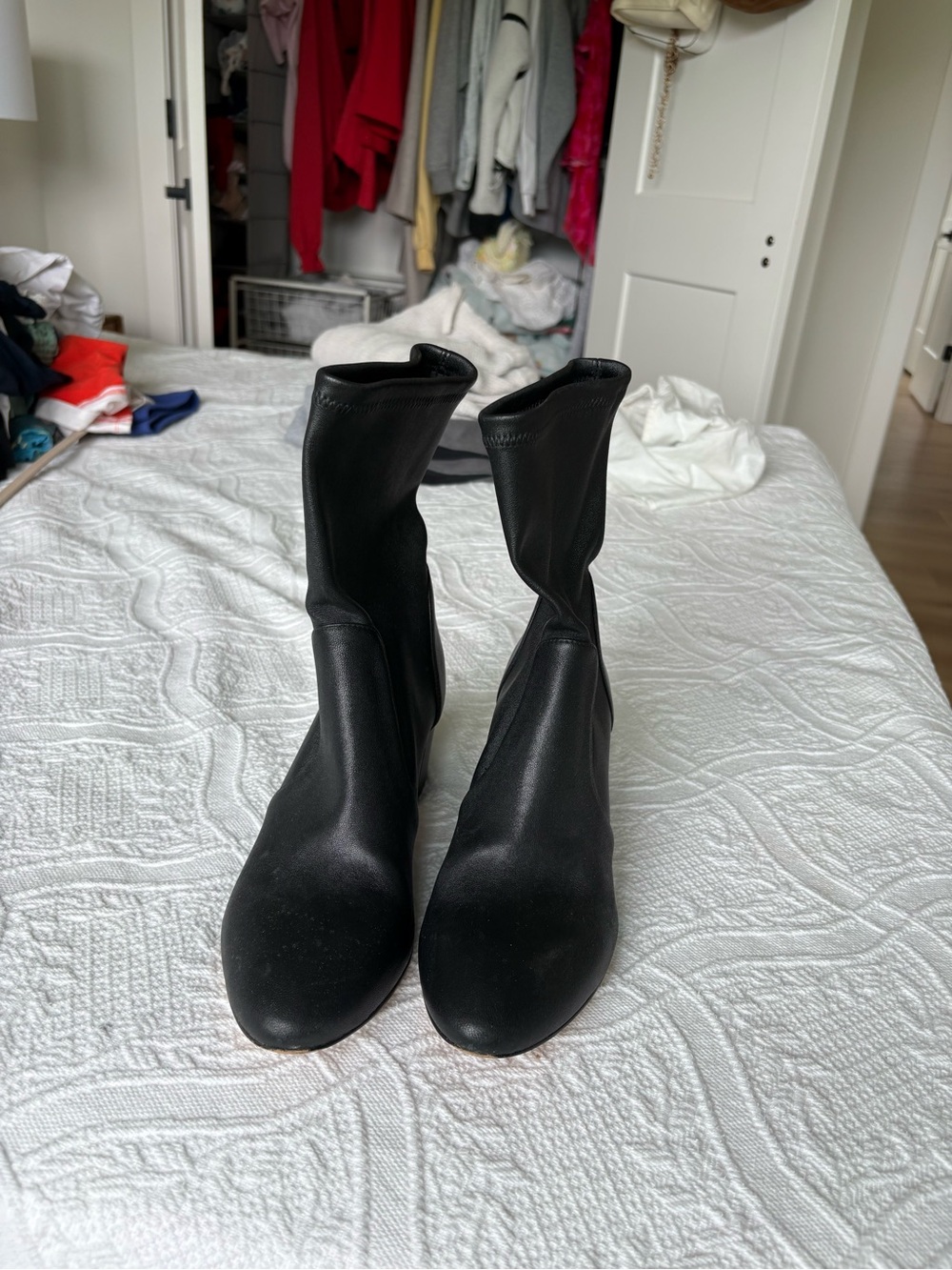 Stuart Weitzman Black Stretch Ankle Sock Boots